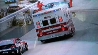 NASCAR TONY STEWARTDANICA PATRICK CRASH DOVER 51316 [upl. by Romilly156]