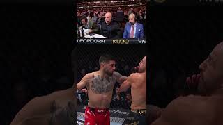 Who had the best reaction to this KO 🤔 ufc308 [upl. by Ahsilahk]