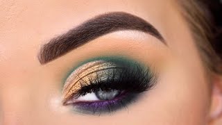 Jaclyn Hill x Morphe Palette  Green Gold and Purple Eyeshadow Tutorial [upl. by Aeiram146]