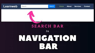 Navigation Bar With Search Box HTML CSS  Search Bar HTML CSS [upl. by Ennaeirb]