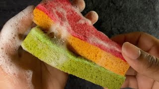 ASMR SPONGE RIPPING 🦔 SOAPY BLEACHED SPONGE RIPPING 🫧 [upl. by Keene]