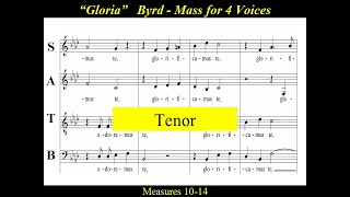 William ByrdMass for 4 Voices  GloriaIn Excelsis  Tenor [upl. by Edrock]