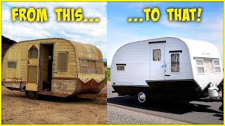 I Restored a Rat Infested Vintage Camper Trailer DIY RENOVATION [upl. by Annamarie]