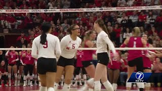 Nebraska volleyball sweeps Indiana continues undefeated Big Ten streak [upl. by Nelon]