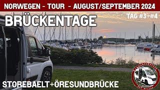 Brückentage  Storebaeltbrücke  Öresundbrücke  schöne Wohnmobil Stellplätze auf der Norwegentour [upl. by Karlin]