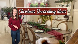 Cozy Christmas Decorating Ideas  Dining Room Chandelier Tablescape amp Hutch Styling [upl. by Asiuqram]