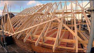 Roofing Carpentry  Installing Trusses On A New Build Property [upl. by Gnoht550]