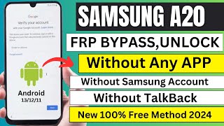 Samsung A20 FRP Bypass Android 131211 New Free Method [upl. by Naicul]