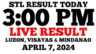 STL Result Today 3PM Draw April 7 2024 STL Luzon Visayas and Mindanao LIVE Result [upl. by Allemrac]