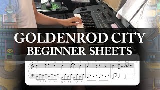 quotGoldenrod Cityquot Pokémon GSC  Beginner Pokémon Piano Sheets 3 [upl. by Sesmar]