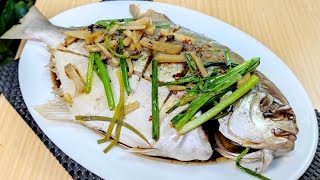 Steamed Pompano Recipe  Pompano Fish Steamed in chinese Style with Ginger amp Soy Sauce [upl. by Eniamraj]