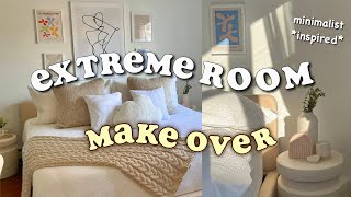 EXTREME ROOM MAKEOVER  TOUR  minimalist amp aesthetic pinterest inspired huge transformation [upl. by Sunda]