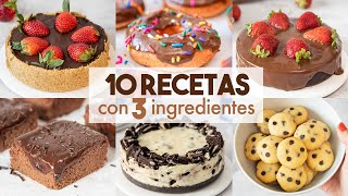 10 POSTRES con 3 Ingredientes SIN HORNO 🍫  Recetas Fáciles y Rápidas [upl. by Anilatsyrc]