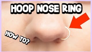 HOW TO PUT IN A HOOP NOSE RING  HELPFUL TRICK [upl. by Vachil]