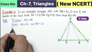 Class 9th Chapter 7 Triangles Example 6 Maths New NCERT  Most Important  In an isosceles triangle [upl. by Nitfa487]