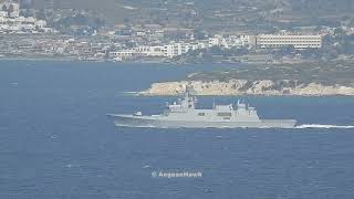 Turkish Navy Istif class frigate F 515 TCG Istanbul northbound Chios Strait in east Aegean Sea [upl. by Ennaed]