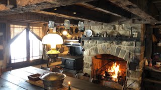 Constructing an authentic stone fireplace in the 1800s log cabin restoration￼ [upl. by Ayenat]