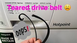 How to fix replace Condenser Tumble Dryer teared torn broken drive belt Hotpoint Indesit Creda [upl. by Leschen]