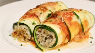 CANELONES DE CALABACÍN CON UN RELLENO IRRESISTIBLE DE POLLO Y CHAMPIÑONES [upl. by Ayram]