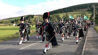 2018 Lonach Highlanders Gathering outward march from Bellabeg Strathdon in Scottish highlands [upl. by Travus362]