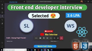 Fresher  Front end developer interview 2024  web developer interview  Reactjs developer interview [upl. by Eeleak]