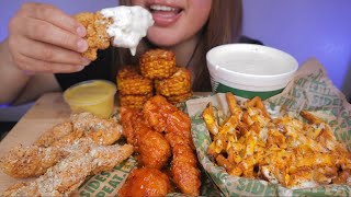 ASMR WINGSTOP MUKBANG CRISPY TENDERS VOODOO FRIES amp CAJUN CORN NO TALKING [upl. by Annairoc]