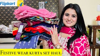 Festive Wear Flipkart Kurta Set Haul Anarkali Kurta Pant With DupattaAlia CutCotton Kurta Palazzo [upl. by Snashall532]