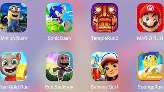 Subway SurfSponge RunMario RunRun SackboyTom Gold RunTemple Run 2Sonic DashMinion Rush [upl. by Filemon204]