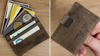 Vintage Leder Slim Wallet mit Münzfach amp RFID Schutz von Goutallier  DEUTSCH [upl. by Gnem]