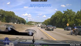 Sport Bike Takes Georgia Trooper On High Speed Chase Through Heavy Traffic [upl. by Gathers72]