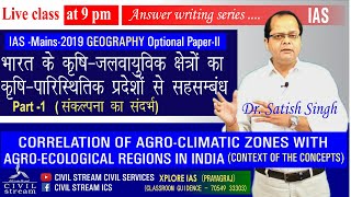 CORRELATION OF AGROCLIMATIC ZONES WITH AGROECOLOGICAL REGIONS IN INDIA ByDr Satish Singh [upl. by Inalaehak]