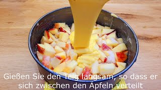 schnelles und einfaches Apfelkuchen Rezept 5 Minuten Arbeit und 25 Minuten Backen 139 [upl. by Hege6]