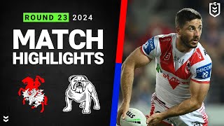 NRL 2024  Dragons v Bulldogs  Match Highlights [upl. by Haridan498]