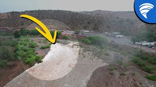 BIGGEST Craziest Flash Flood Front Wall Intercept in Rimrock Arizona [upl. by Atteuqehs]