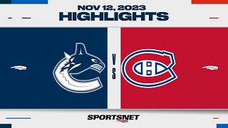 NHL Highlights  Canucks vs Canadiens  November 12 2023 [upl. by Edette]