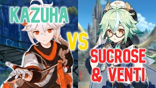 Kazuha vs Sucrose vs Venti Viridescent Venerer Damage Comparison  Genshin Impact [upl. by Leonsis]