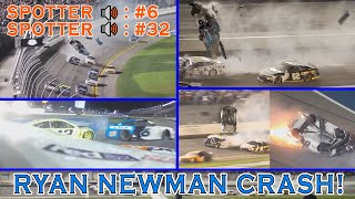 Every Unique Angle of Ryan Newmans Crash  Spotter Audio  2020 Daytona 500 [upl. by Etheline819]