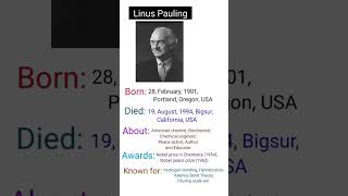 Linus Pauling sciencetist chemistry viral youtubeshorts trendingshorts viralshorts hashtag [upl. by Atsylak]