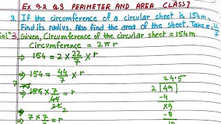 Q3 Ex 92 Perimeter and area Class 7 Maths Ex 92 Qno3 Perimeter and area Class 7 Maths new book [upl. by Enifesoj]