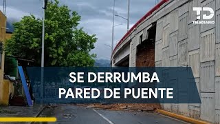 Se derrumba pared de puente en avenida Morones Prieto en San Pedro se registran cierres viales [upl. by Airemat]