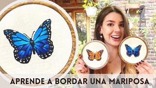 Cómo bordar una mariposa 🦋  Tutorial de Bordado Paso a Paso [upl. by Woolson]