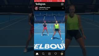 Sabalenka and Mertens dance in Australian open 2021 [upl. by Nylak]