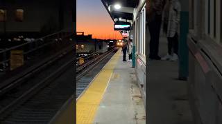 Train arrives Rockville Center during Sunset longislandrailroad train rail railway railroadfun [upl. by Nolram]