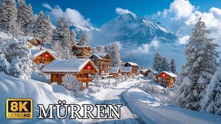 MÜRREN 🇨🇭 ❄️The Most Charming Alpine Winter Village ❄️ in Switzerland 8K ❄️ [upl. by Kaya511]