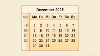 Kalender Dezember 2025 [upl. by Atiekahs496]