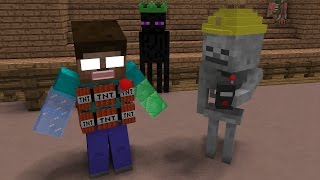 Monster School Magic Hats Fight  Minecraft Animation [upl. by Leonor521]