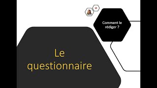 Comment rédiger un questionnaire [upl. by Elleinahc]