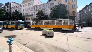 Trams on Vitosha Boulevard near Sofia City Court [upl. by Assenaj587]