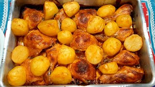 COXA E SOBRECOXA ASSADA NO FORNO COM BATATAS [upl. by Tolland2]