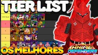 TIER LIST DO MELHORES PERSONAGENS ANIME DEFENDERS [upl. by Noah]